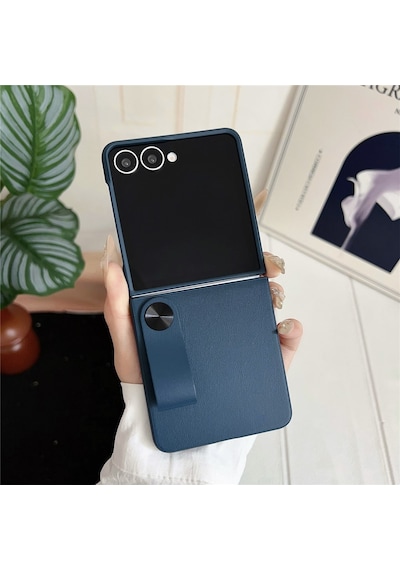 Teleplus Samsung Galaxy Uyumlu  Z Flip 7 Kılıf Skinfeel Shockproof El Tutmalı Standlı Kapak Lacivert