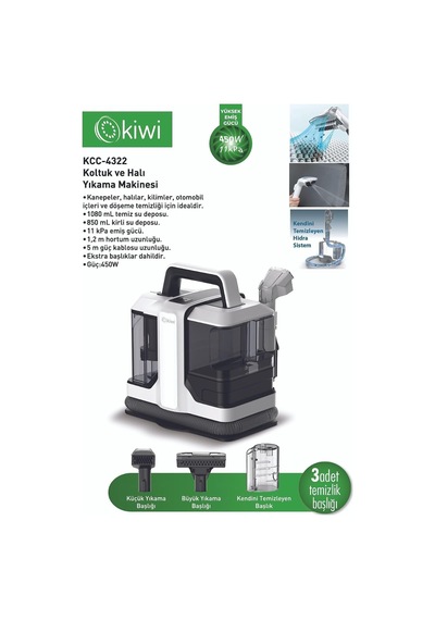 Kcc-4322 Koltuk Ve Halı Yıkama Makinesi, 450w, Beyaz