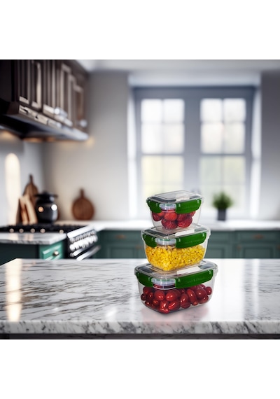 3'lü Master Dikdörtgen Saklama Kabı 400 ML - 800 ML - 1400 ML 001