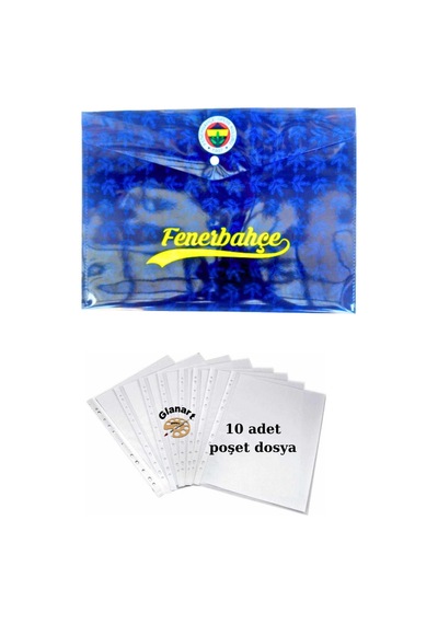 A4 Boy Çıt Çıt Ödev Dosyası +10' Lu Poşet Dosya Lacivert Mavi