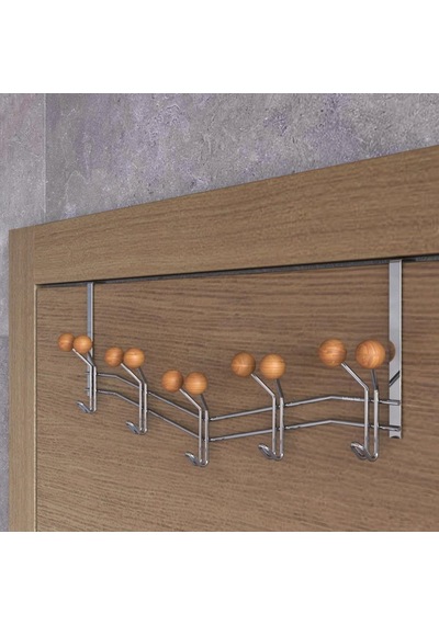 Teknotel-Krom Teknotel 15'Li Kapı Arkası Askısı Metal+Ahşap Krom Mg089 Diğer
