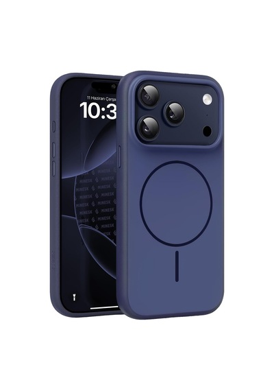 İphone 17 Pro Max/18 Pro Max İçin Magsafe İle Uyumlu Kılıf Metal Tuşlu Çizilmelere Ve Soyulmalara Karşı Dayanıklı Materyal, Dokulu Kenarlı Koruyucu Lacivert, 17 Pro Max/18 Pro Max
