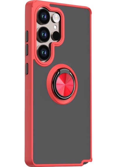 Gpack Samsung Galaxy Uyumlu  S26 Ultra Kılıf Montreal Yüzüklü Standlı Arkası Buğulu Kırmızı