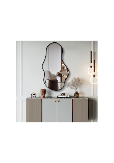 Ant Home Asimetrik Ayna, Duvar Aynası, Konsol Aynası, Çerçeveli Ayna, Boy Aynası, Siyah Çerçeve