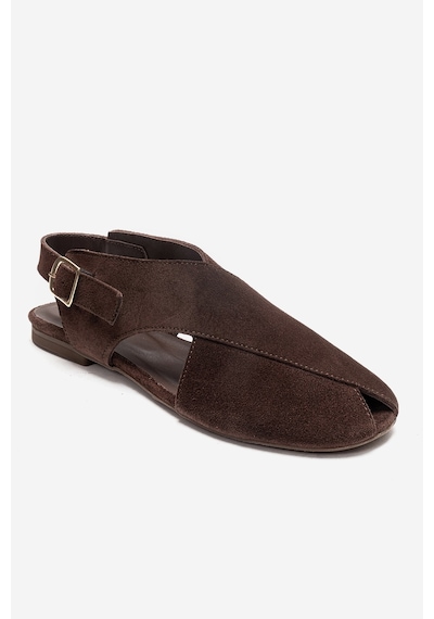 Luvishoes Monaro Kahverengi Süet Hakiki Deri Kadın Sandalet