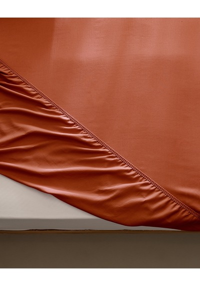 Madame Coco Ciel King Size %100 Pamuk Lastikli Saten Çarşaf - Turuncu 8684427179437
