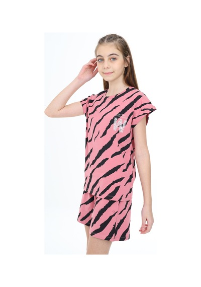 Toontoy Kids Toontoy Kız Çocuk 2'li Takım Baskılı Bisiklet Yaka T-shirt & Beli Lastikli Şort Gül Kurusu Toontoy Kids Toontoy Kız Çocuk 2'li Takım Baskılı Bisiklet Yaka T-shirt & Beli Lastikli Şort Gül Kurusu