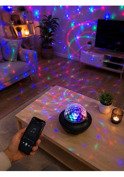 Bluetooth Rgb Parti Işığı Hoparlörlü Disko Lambası Mp3 Usb Ve Hafıza Kartı Destekli