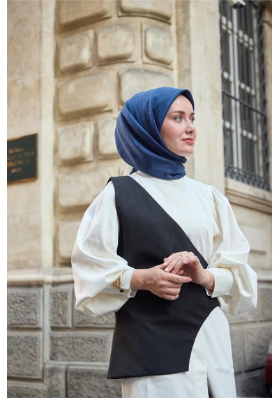 Silk Home Monogram Pamuk İpek Eşarp 130001-08 lacivert