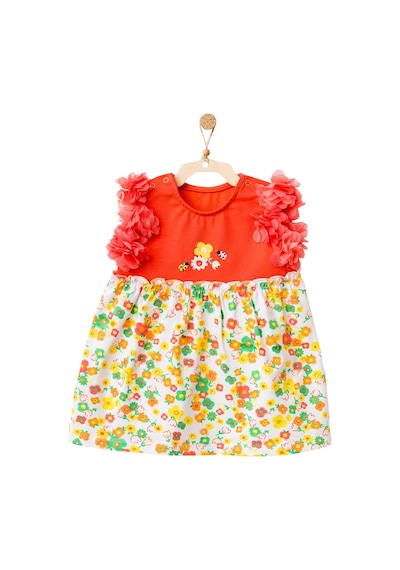 Andywawa Kız Bebek Çiçek Motifli Kolları Tüllü Elbise AC21835R
