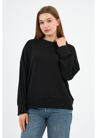 Alexander Gardi Kadın Bisiklet Yaka Çizgili Sweatshirt B24-00248 Siyah
