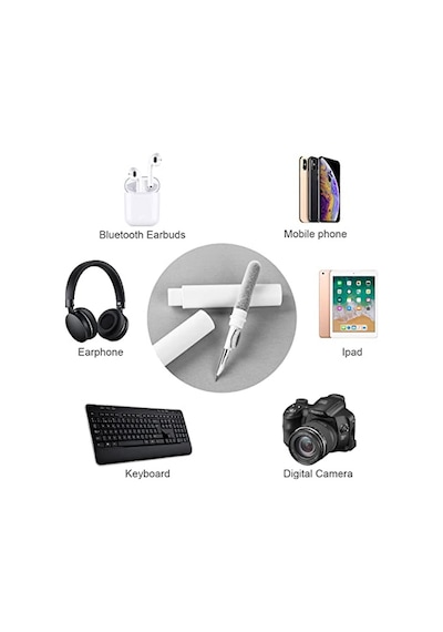 Airpod Temizleme Kiti, Süngerli 3'ü 1 Arada Airpod Temizleyici Kalem, Kablosuz Kulaklıklar Temiz Kalem, Toz Giderme K