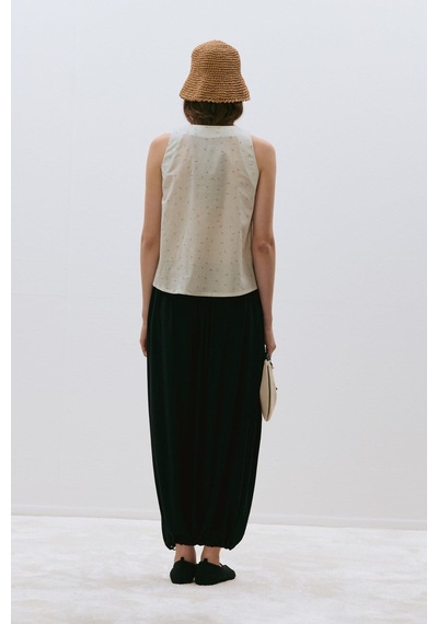 Suud Collection Beyaz Vola Büzgülü Çiçekli Bluz