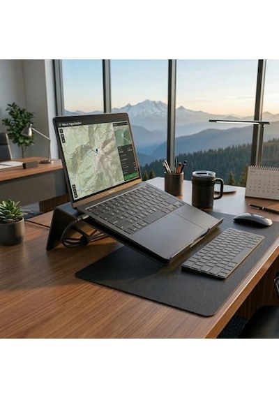 Metal Laptop Standı Macbook Laptop Standı Dizüstü Bilgisayar Yükseltici Stand Notebook Standı Soğutmalı Ergonomik Laptop Yükseltici Masaüstü Stand Siyah