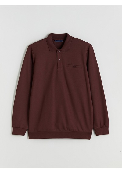 Lcwaıkıkı Classic Bordo Polo Yaka Uzun Kollu Erkek Sweatshirt