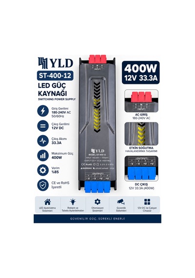 St-400-12 400w 12v 33.3a Slim Led Güç Kaynağı Led Trafo Switching Power Supply