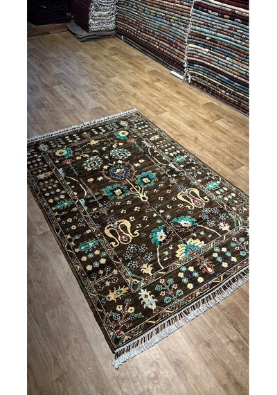 El Dokuma Afghan Halısı Kahverengi