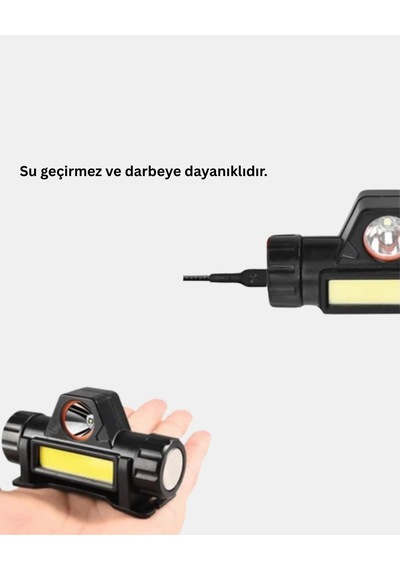 Hubrendy Tekno Şarjlı Led Kafa Feneri Çift Fonksiyonlu, 200lm Işık Gücü, Ip44 Suya Dayanıklı
