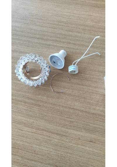 Cata Kristal Cam Yuvarlak Spot Armatür Seti - Led Ampul Ve Gu10 Duy Dahil Bakır - Beyaz
