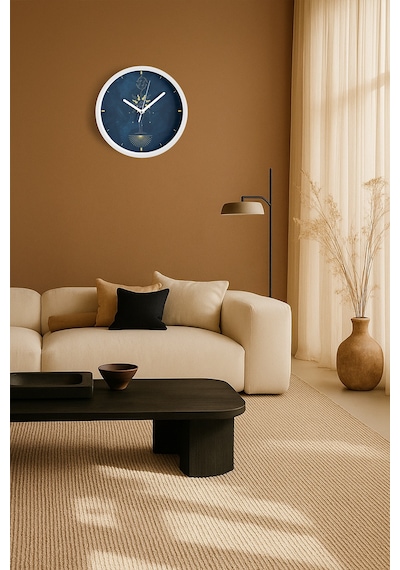 Balık Burcu - Burçlar Modern Duvar Saati - 42cm - Önü Camlı Beyaz Kasa - Sessiz Mekanizma Beyaz