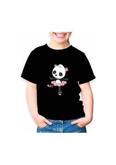 Ada Kostüm Tasarım Sevimli Panda Çocuk Tişört Siyah
