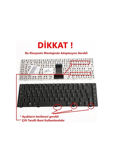 Acer Emachines D500 D520 D700 D720 E520 E700 E720 Notebook Klavyesi, Laptop Tuş Takımı Siyah Tr
