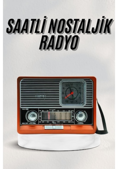 Vintage Nostaljik Radyo Aux Usb Sd Kart Girişli Şarjlı Bluetooth Bağlantılı