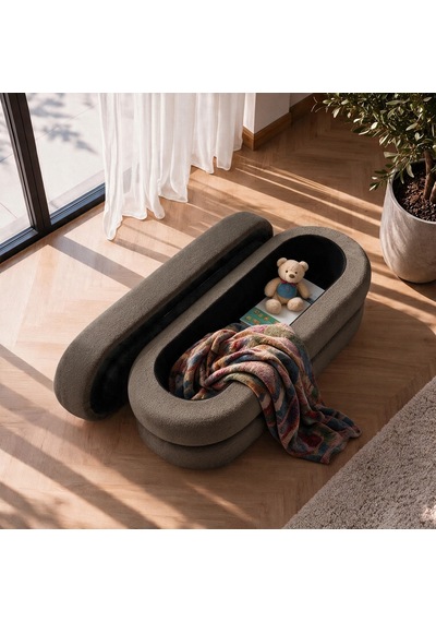 İnarch Dizayn Naturis Sandıklı Bench Depolama Alanlı Modern Puf Mocha