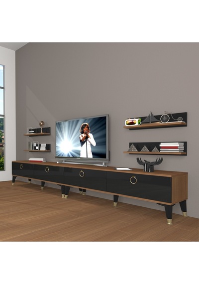 Decoraktiv Eko 360r Mdf Gold Tv Ünitesi Tv Sehpası Ceviz - Siyah