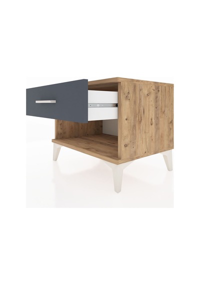 Hyperion Komodin Tek Çekmeceli 60x44x48 Çam-antrasit Atlas Çam