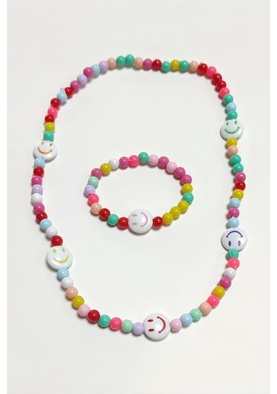 Cosmotex Emoji Boncuk Çocuk Set Kolye-renkli Çok renkli