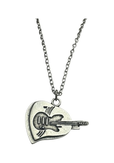 Gitar Nota Kalp Metal Kolye 60 Cm Zincir Unisex Müzik Temalı Takı Çok renkli