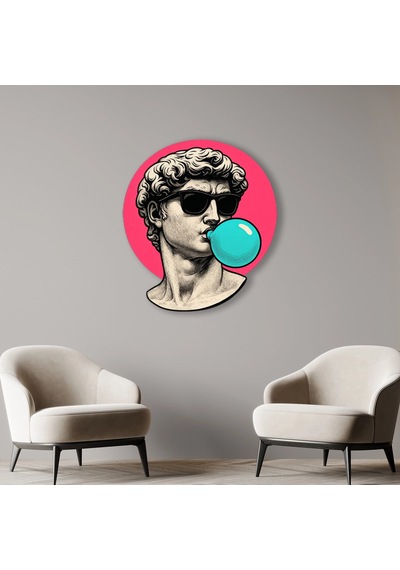 Güneş Gözlüklü David Sakız Pop Art - Metal Tablo - Dec0144 45 X 50 Cm Çok Renkli
