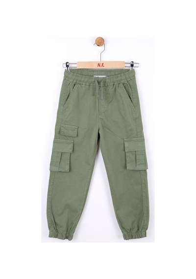 Nk Kids Çocuk Kargo Cepli Beli Paçası Lastikli Kargo Pantolon-13834-haki Haki