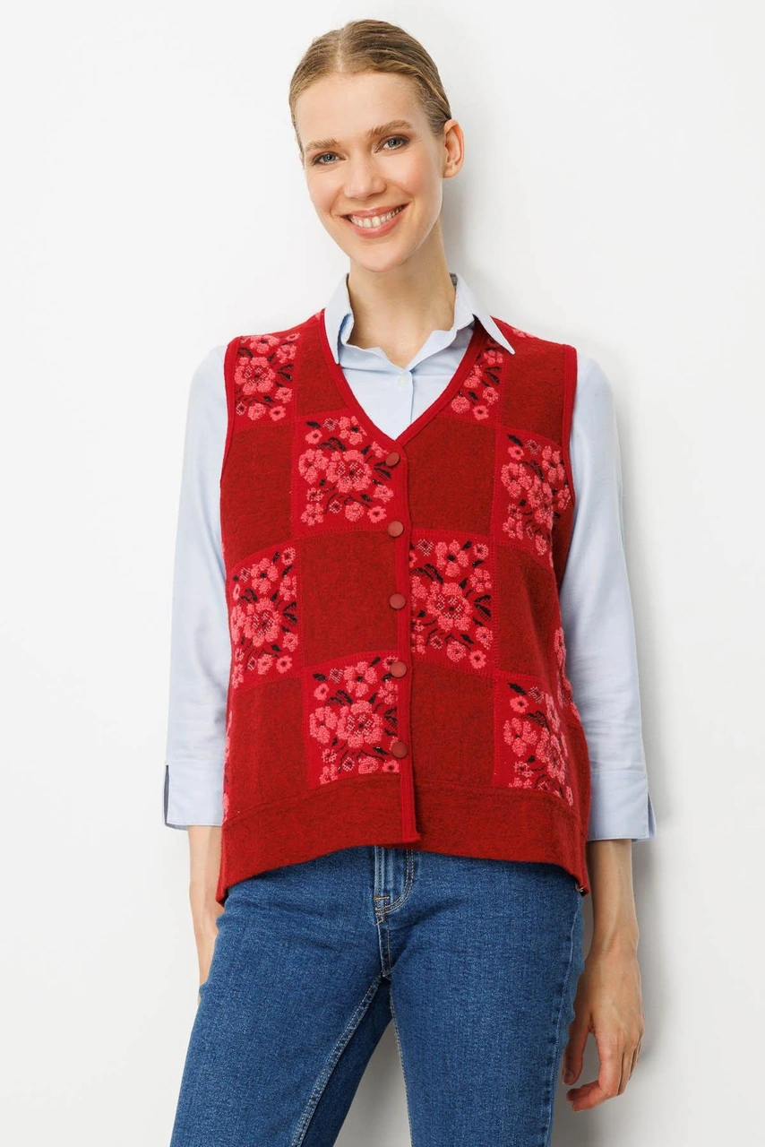 Desen Triko Kadın Pıtırcık Çiçekli Patchwork Keçe Yün Yelek Y.kırmızı Y.ş.pembe Y.kırmızı Y.ş.pembe Desen Triko Kadın Pıtırcık Çiçekli Patchwork Keçe Yün Yelek Y.kırmızı Y.ş.pembe Y.kırmızı Y.ş.pembe