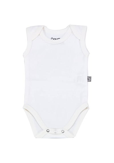 Uygunbebe Boumini Kolsuz Bebek Çıtçıtlı Body Beyaz Zarf Yaka 0-36 Ay