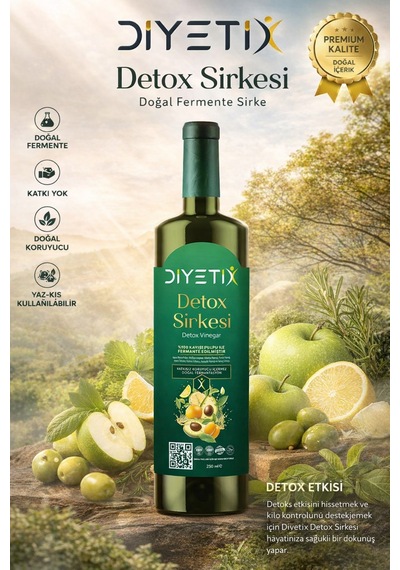 Diyetix Detox Sirke 250 Ml Doğal Fermente, Katkısız & Şekersiz Günlük Kullanım