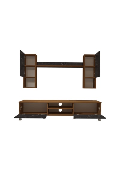Decoraktiv Eko 5da Mdf Dvd Krom Ayaklı Tv Ünitesi Tv Sehpası Ceviz - Siyah Mermer Decoraktiv Eko 5da Mdf Dvd Krom Ayaklı Tv Ünitesi Tv Sehpası Ceviz - Siyah Mermer