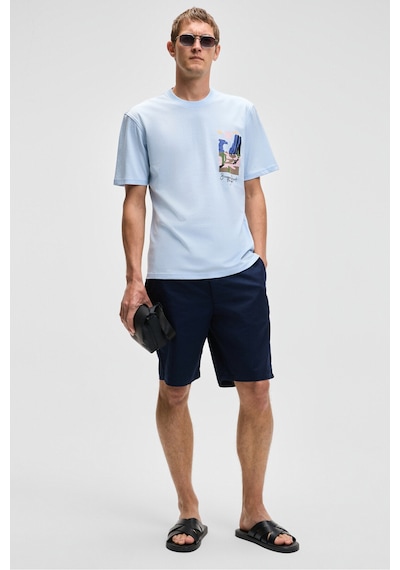 Grımelange SONORA Erkek Baskı Detaylı %100 Organik Pamuk Regular Fit Kısa Kollu Mavi T-Shirt Grımelange SONORA Erkek Baskı Detaylı %100 Organik Pamuk Regular Fit Kısa Kollu Mavi T-Shirt
