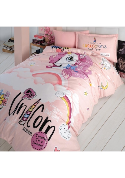 Clasy Ranforce Nevresim Takımı Tek Kişilik Pink Dreams V1 V1 Pudra