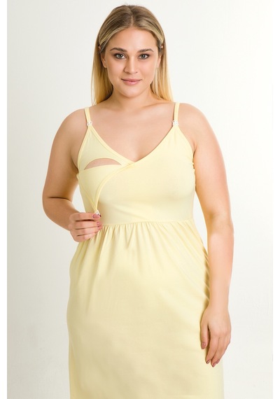 Parlingerie Hamile Lohusa Geceliği İp Askılı Sarı
