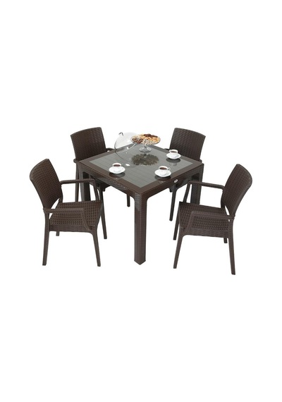 Depootoptan Mandella Elit Rattan 90 x 90 CM Elit Koltuk Camlı Masa Takımı Kahveren Kahverengi Depootoptan Mandella Elit Rattan 90 x 90 CM Elit Koltuk Camlı Masa Takımı Kahveren Kahverengi