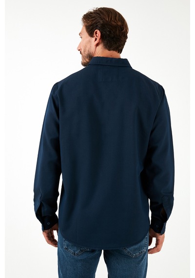 Buratti Streç Pamuklu Regular Fit Erkek Gömlek Cf25W128861 Indigo
