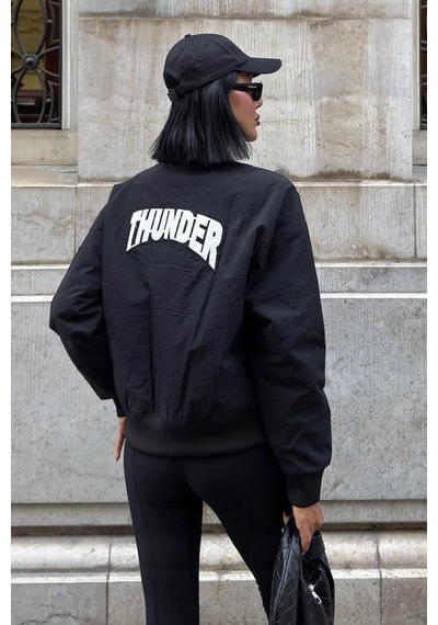 Michonne Ribanalı Bomber Ceket 7059 -08 R1-p-k2 Siyah