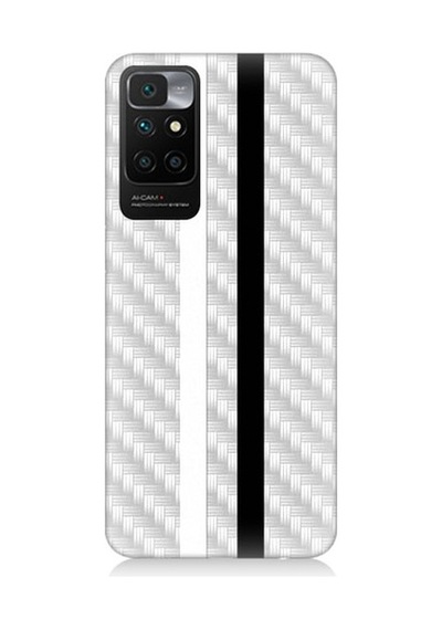 Xiaomi Redmi 10 Uyumlu Siyah Beyaz Metal Motif Desenli Silikon Kılıf
