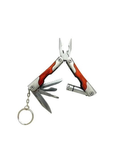 P 1172 Ahşap Mini Çok Amaçlı Pense / Çakı 7cm - Ahşap Metal Sap Multitool Çok Renkli