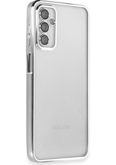 Samsung Samsung Uyumlu Galaxy M23 Kılıf Razer Lensli Silikon - Gümüş