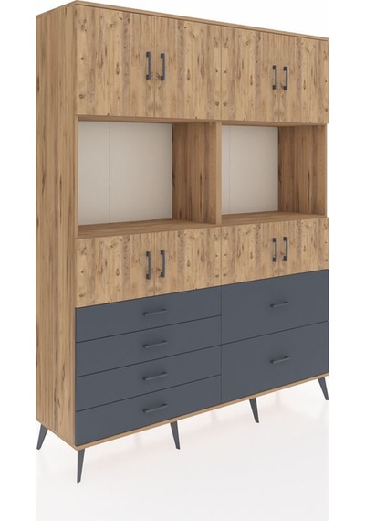 Hyperion Gardrop 8 Raflı 6 Çekmeceli 8 Kapaklı 176x44x221 Çam-çam/antrasit Çam/antrasit Hyperion Gardrop 8 Raflı 6 Çekmeceli 8 Kapaklı 176x44x221 Çam-çam/antrasit Çam/antrasit
