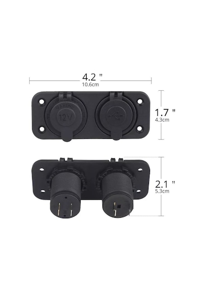 Usb Çakmak Şarj Cihazı 12v 24v Pano Tip Usb Şarj Söketi 1a-2.1a