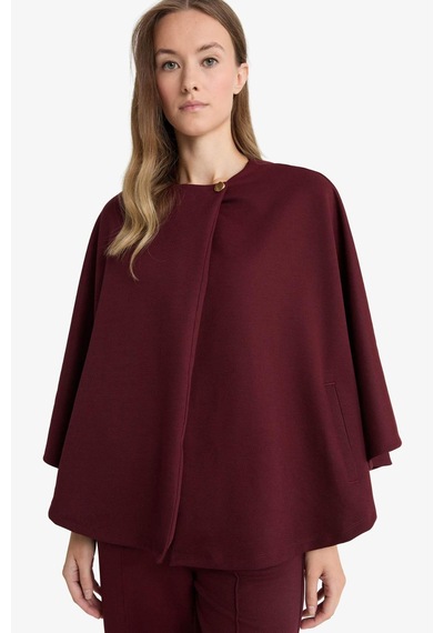 Defacto Regular Fit Bisiklet Yaka Cepli Pelerin Hırka F3686ax25aubr34 Bordo